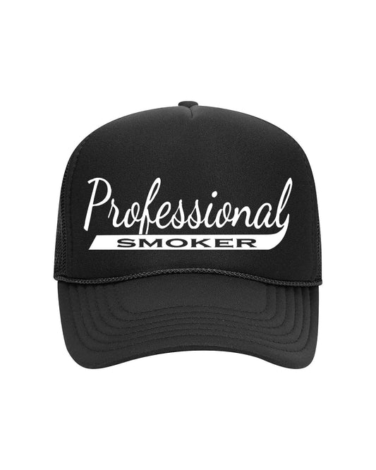 Professional Smoker Mesh Trucker Hat Black/Black White