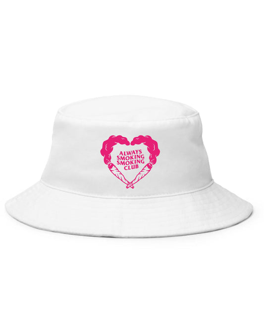 Smoking Heart Logo Bucket Hat White/Pink
