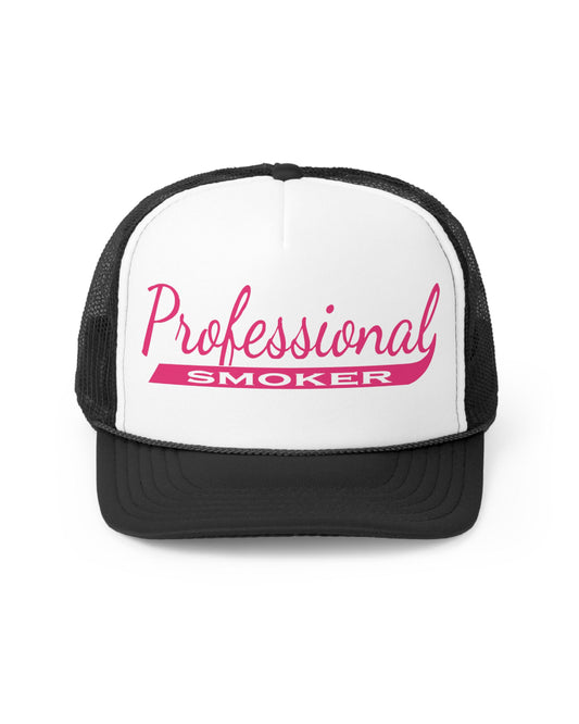 Professional Smoker Mesh Trucker Hat Black/White Pink